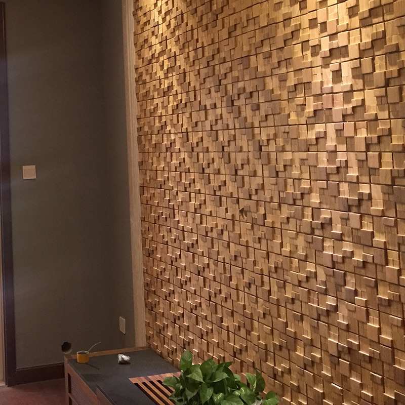 老船木实木马赛克瓷砖电视背影墙装饰室内主卧背景墙客厅简约现代