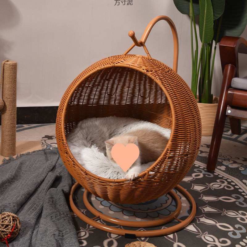 猫窝藤编狗窝可水洗猫摇篮四季通用透气网红夏季宠物窝猫咪吊篮厂