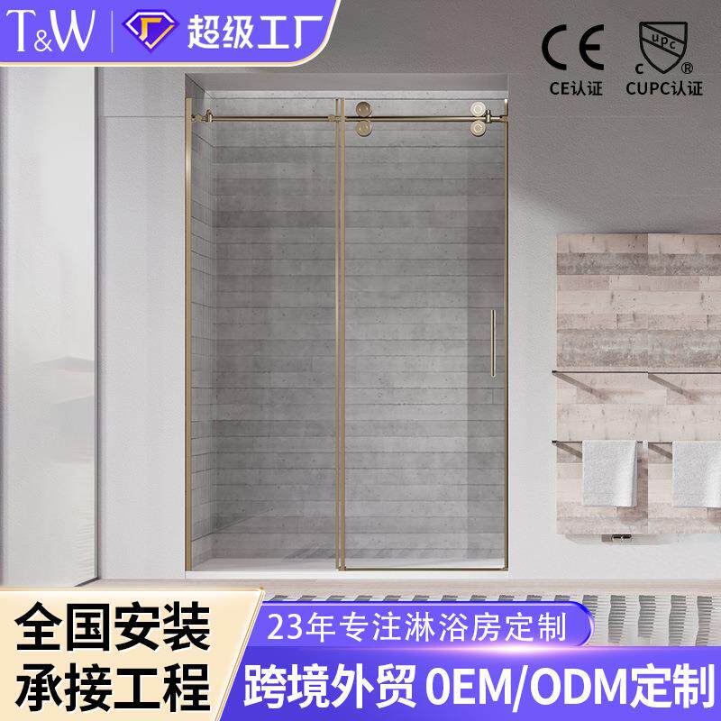 TW特拉维尔不锈钢淋浴房L形一体式家用一字型浴室隔断玻璃门屏风