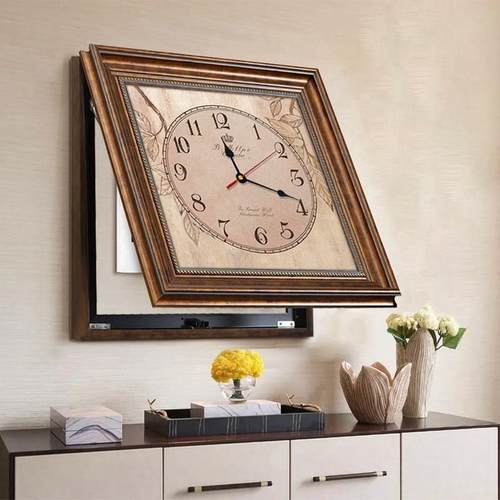 电表箱装饰画带钟表免打孔配电箱欧式遮挡电闸盒子大尺寸客厅挂画