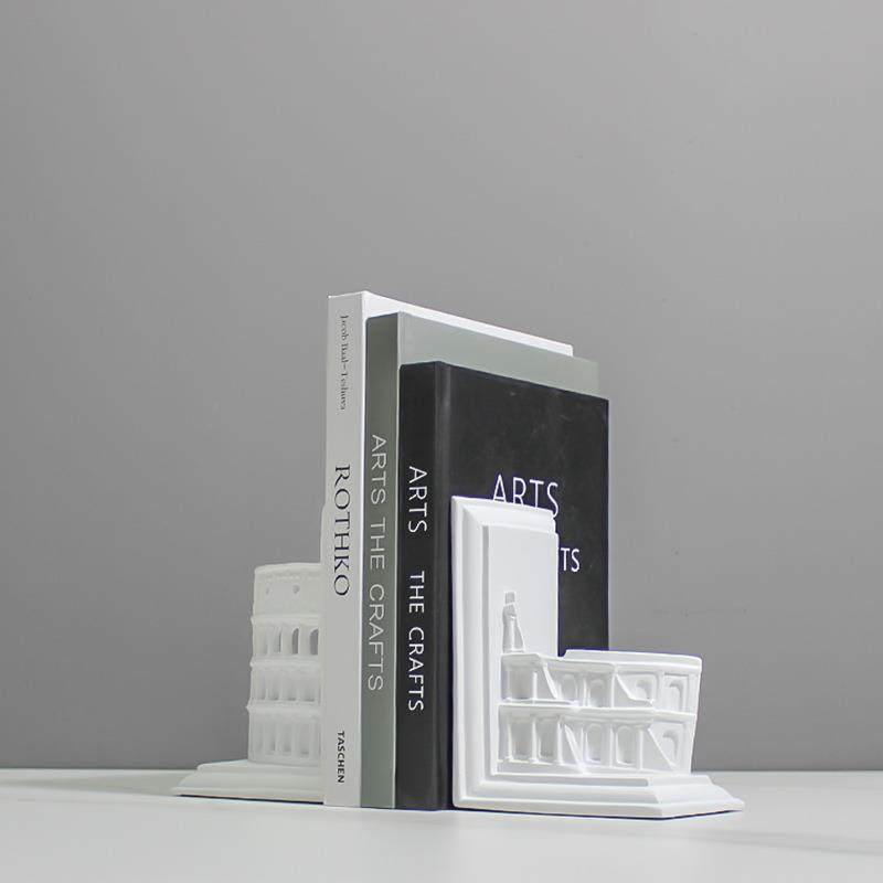 简约艺术罗马残墙书靠书档样板房售楼处客厅书房书桌书柜软装饰品