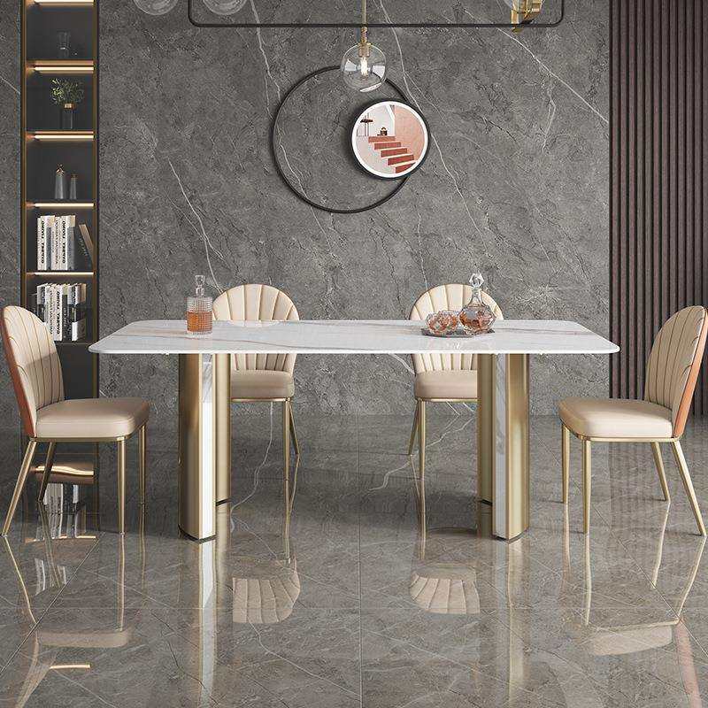 轻奢岩板餐桌家用小户型桌子现代简约长方形高端饭桌椅组合M372#
