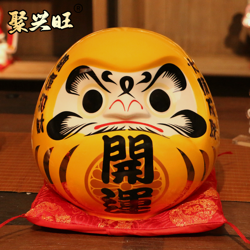 日式黄色达摩存钱罐客厅摆件2025年新款陶瓷工艺品储钱罐招财摆件