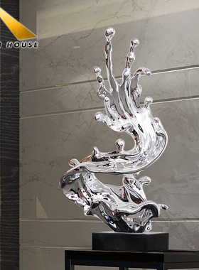 招财水花轻奢雕塑摆件装饰酒店大堂客G厅创意大型落地售楼处艺术