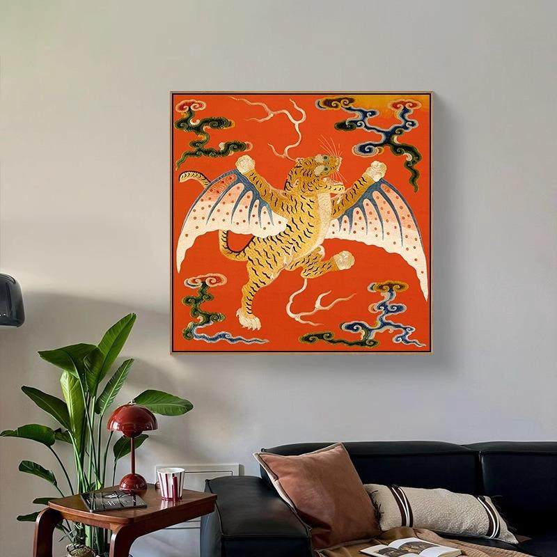 玄如虎画添翼中式关柜挂中国风寓意好方沙画发背景装饰新形墙壁画,鲜花速递/花卉仿真/绿植园艺,割草机/草坪机,淘宝优惠券,粉丝福利购,淘宝优惠卷