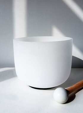 厂家直销白色磨砂石英钵音乐颂钵修身打坐佛音钵432HZ打击乐器