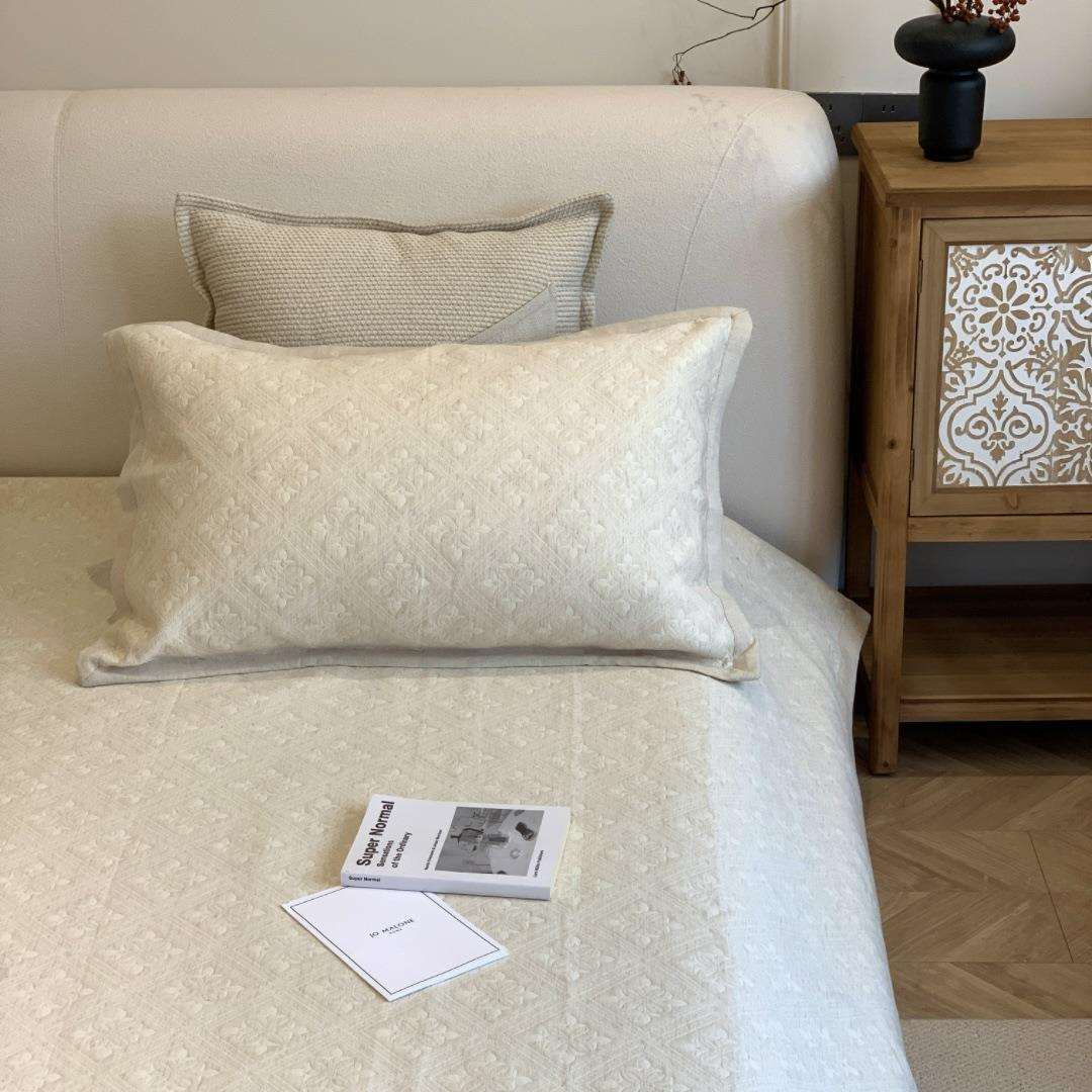 简约棉麻三层床盖三件套双人床230*240cm床单床罩床上用品