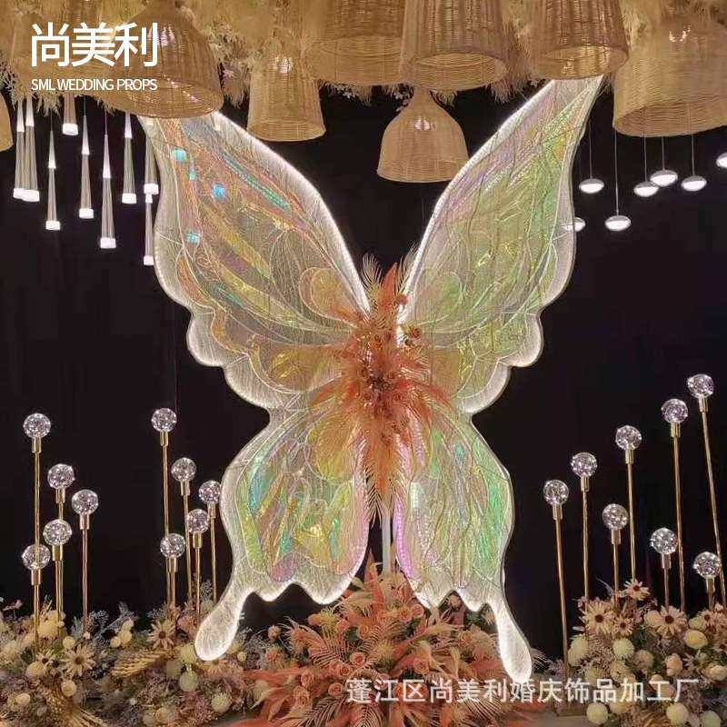 尚美利厂家 婚庆道具装饰婚礼喜乐布置道具铁艺发光蝴蝶路引灯