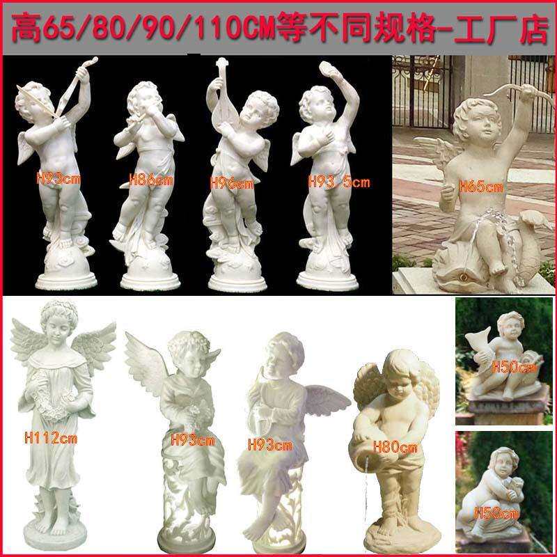 欧式树脂砂岩小天使雕塑摆件丘比特男孩音乐小天使花园公园雕塑
