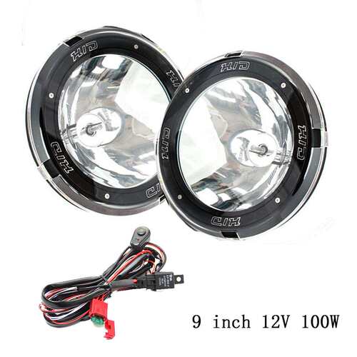 厂家  12V100W 9英寸氙气工作灯越野射灯黑圈聚光灯户外探照灯