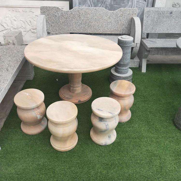 出售别墅休闲一桌六椅桌椅象棋桌面石桌石凳小区室外乘凉石桌石凳