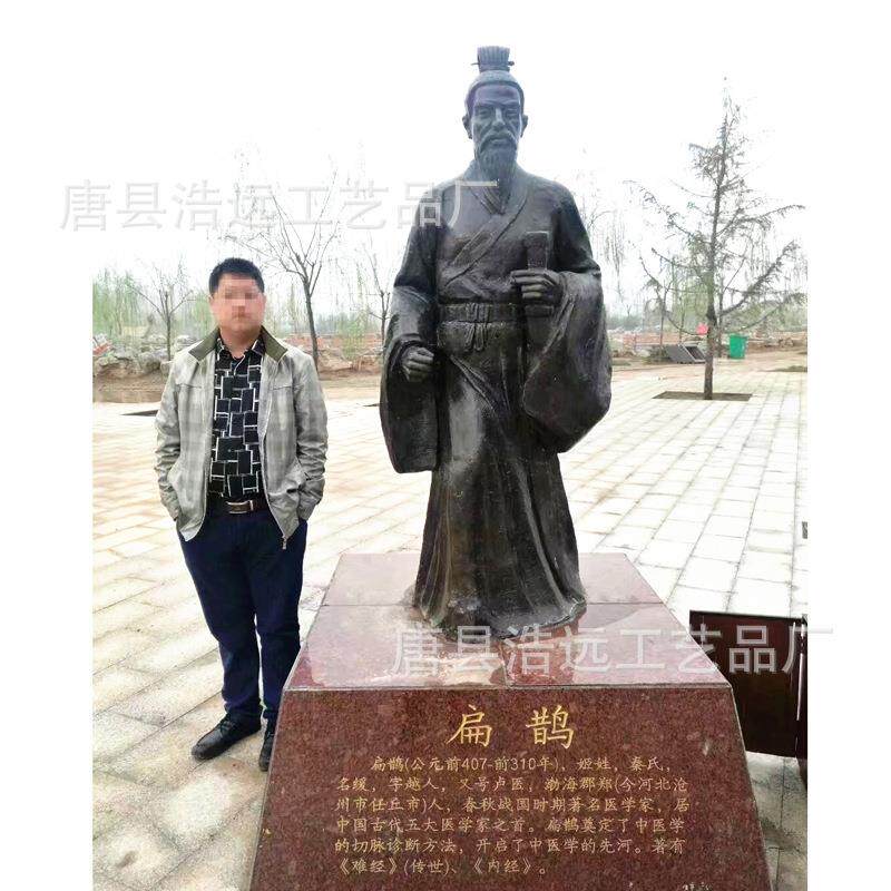 鸽子窝铸铜名医扁鹊塑像摆件 铸铁大型人物雕塑 人物铜像厂