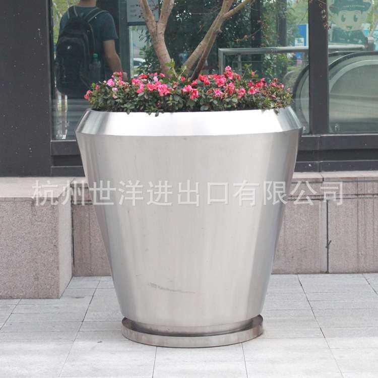 厂家 不锈钢户外大花盆花钵组合商场落地花盆下沙龙湖天街