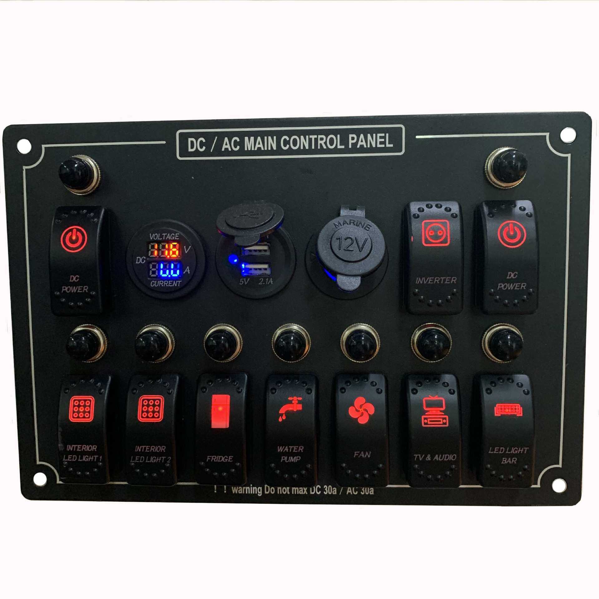 10位大铝面板船形开关摇杆面板 3P上红下蓝电压流带USB车充改装CC,模玩/动漫/周边/娃圈三坑/桌游,模型制作工具/辅料耗材,淘宝优惠券,粉丝福利购,淘宝优惠卷