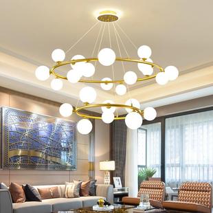新款 客厅吊灯北欧魔豆餐厅灯具现代简约创意卧室圆圈泡泡双层灯具