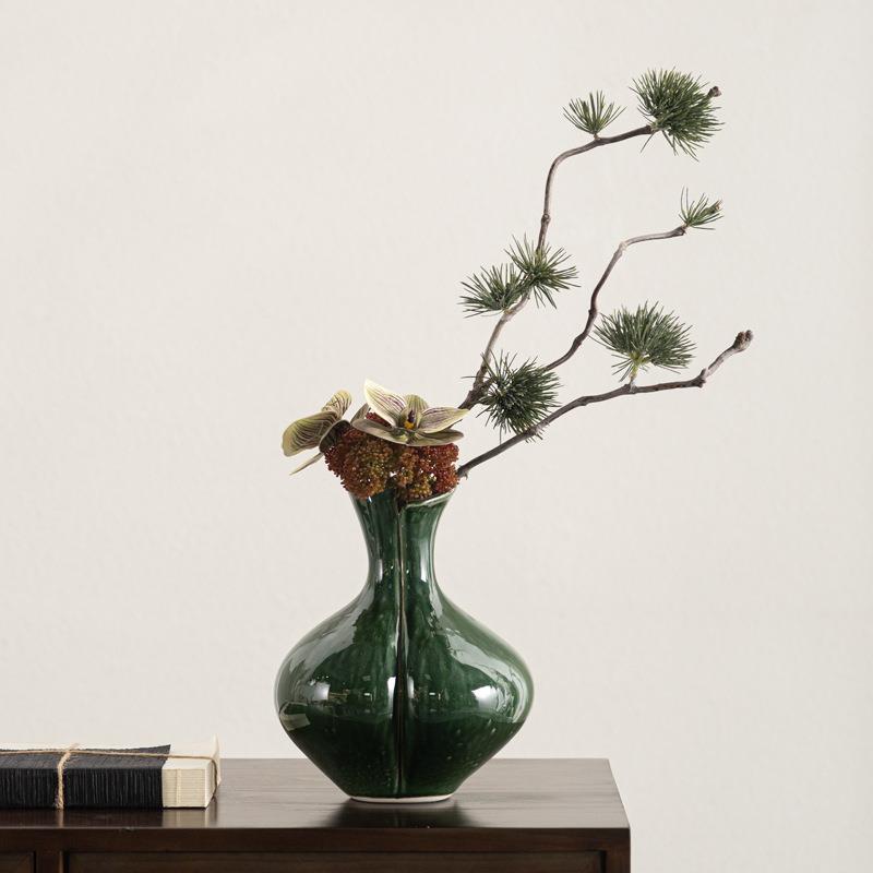 新中式样板间仿真花高级感客厅中古侘寂风玄关茶室装饰品桌面摆件