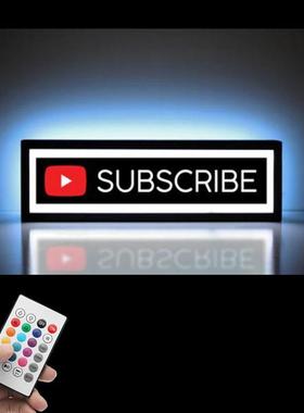 SUBSCRIBE灯箱 youtuber创意发光照明夜灯led灯家居装饰气氛灯
