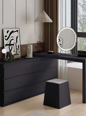 家用黑色梳妆台l型书桌梳妆台斗柜一体大容量储物主卧婚房柜化妆