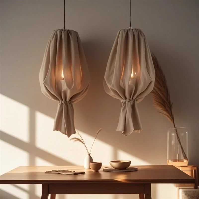 侘寂风日式餐厅吊灯卧室餐桌吧台民宿禅意茶室设计灯笼复古布艺灯,家装灯饰光源,餐厅吊灯,淘宝优惠券,粉丝福利购,淘宝优惠卷