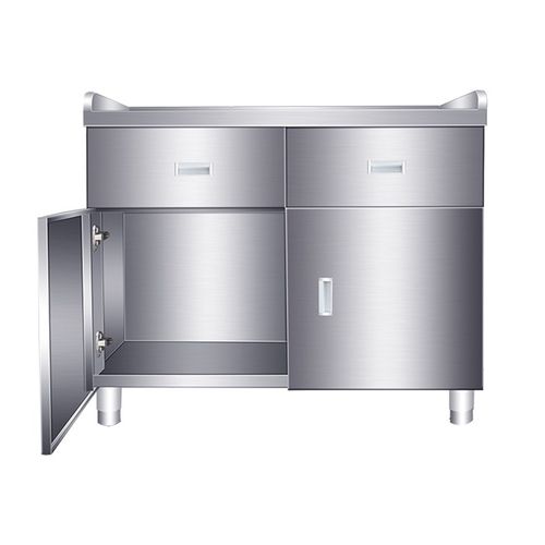 不锈钢餐边柜带抽屉家用厨房茶水柜双开门储物柜灶台柜橱柜可定制