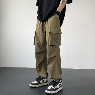 秋季新款帅气裤子男孩青少年学生美式伞兵工装休闲裤大童宽松长裤