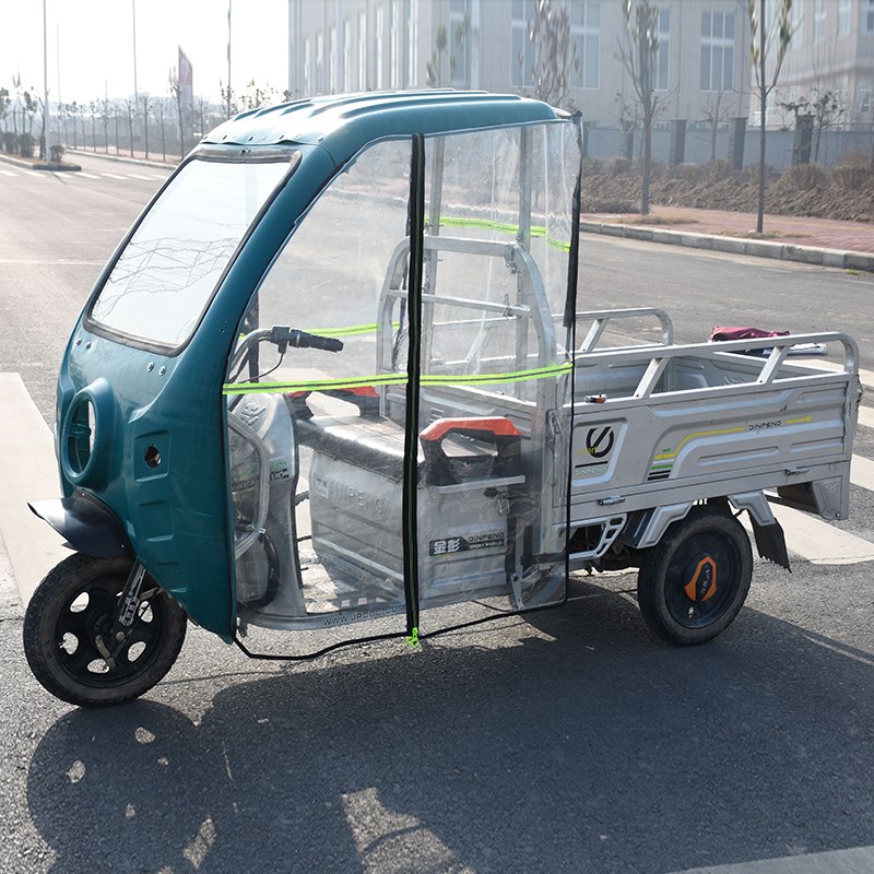 电动三轮车雨棚前挡风帘防雨门帘快递车篷全透明围帘前遮雨棚雨帘
