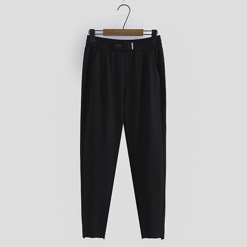 黑裤子女大码秋装2023年新款胖mm巨显瘦休闲裤200斤松紧腰烟管裤