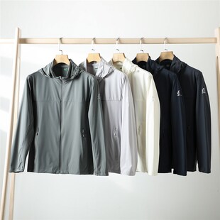 男士 夏季 轻薄透气皮肤衣高弹冰丝连帽外套 户外防晒衣 防泼水工艺