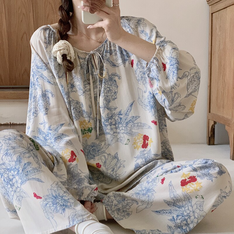 棉绸睡衣女春秋夏季薄款长袖绵绸妈妈家居服人造棉套装大码200斤