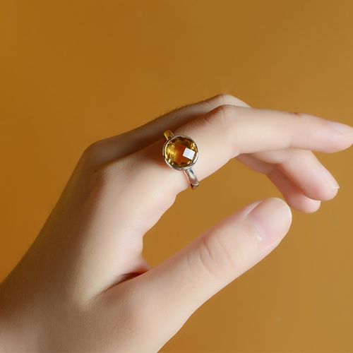 天然黄水晶戒指小众设计感时尚个风指环 7-21#现货 请备注圈号