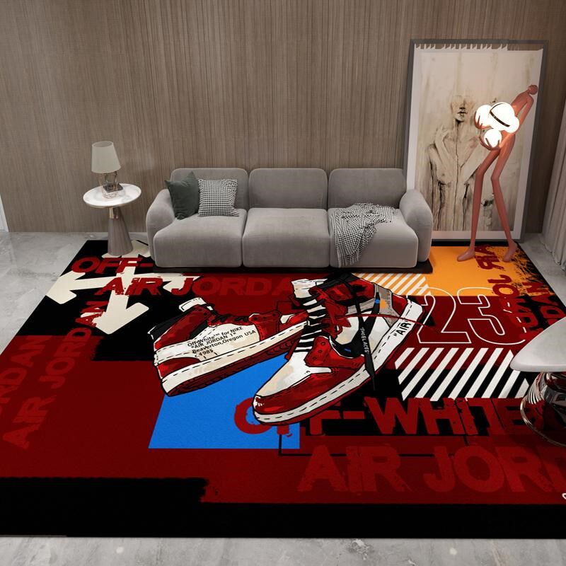 潮流新款男生电竞房球鞋地毯客厅高级感潮牌沙发卧室床边地垫定制