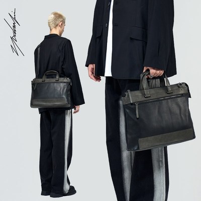 复古拼接男士手提公文包男款商务斜挎电脑包高级感休闲律师通勤包
