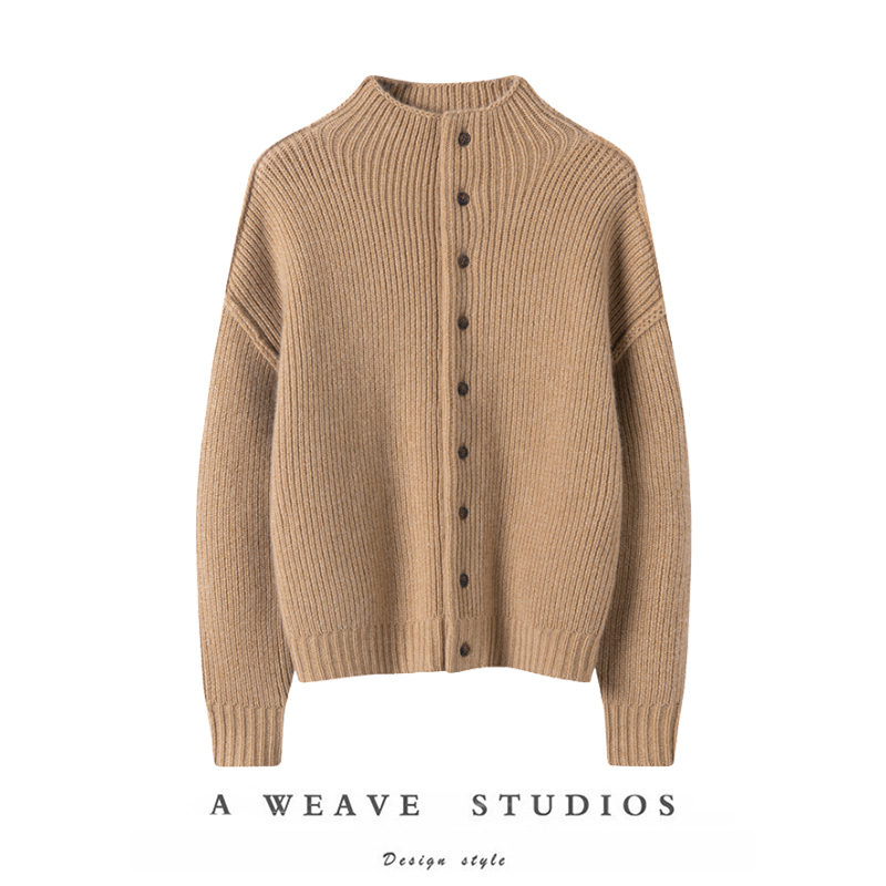 气质这块捏的稳稳!100%纯山羊绒衫半高领夹花针织衫毛衣加厚女