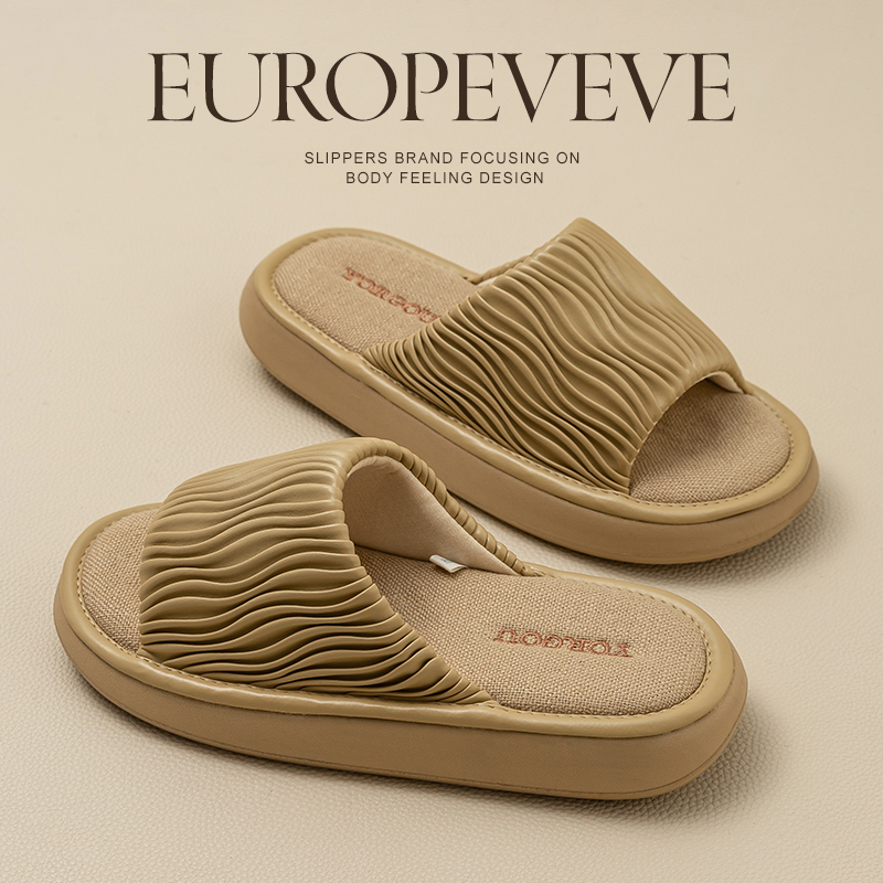 2024新款厚底居家用女春夏防滑防臭高级感办公室内四季棉麻拖鞋男