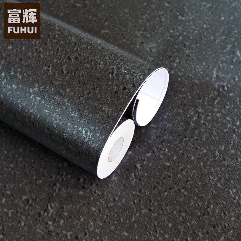 深灰色沙粒水泥风格自粘墙纸PVC壁纸翻新防水防潮导气槽墙贴HD067