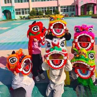 塑料儿童舞狮子道具套装 舞狮头鼓-岁幼儿园表演小狮头玩