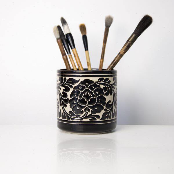 摆设文房四宝磁毛笔笔筒创意文具州窑艺术品陶瓷中式笔筒复古收纳