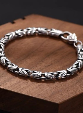 925银时尚平安纹情侣款男士款个性首饰高级感日韩Y风手饰七夕