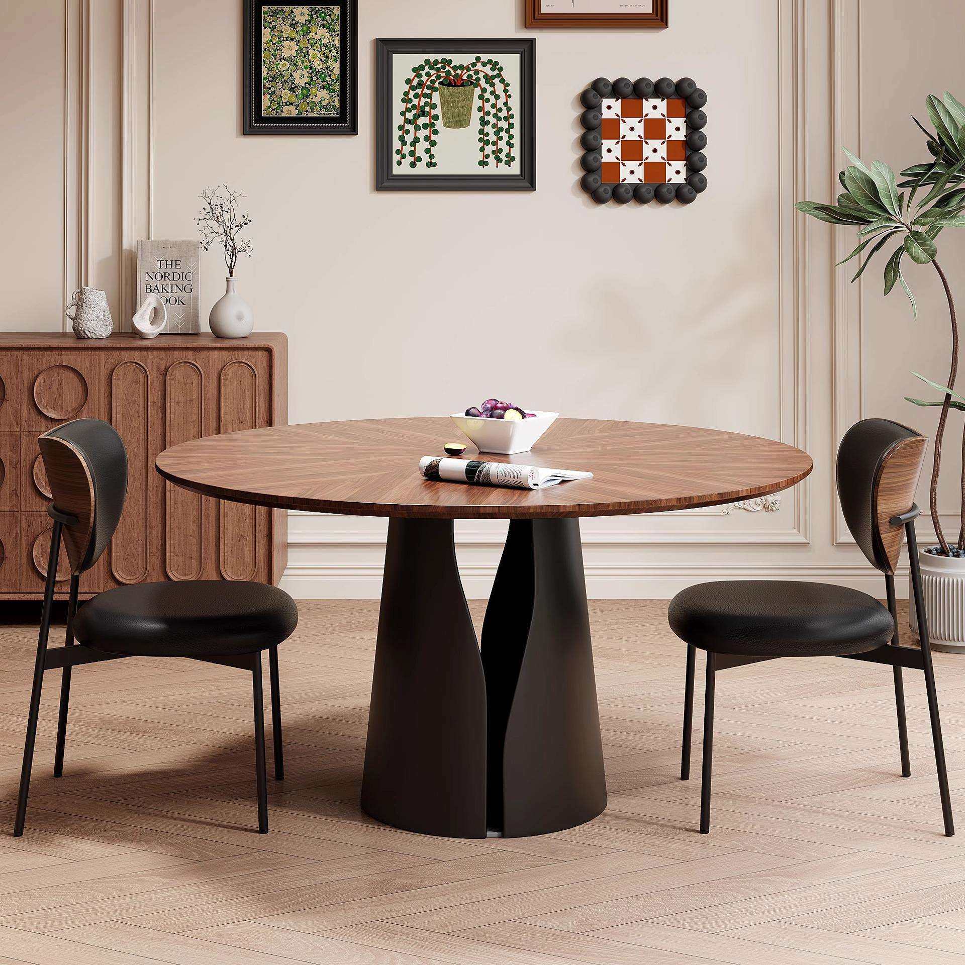 中古风黑胡桃实木餐桌椅2024新款家用小户型圆形饭桌轻奢现代简约,电子元器件市场,其它元器件,淘宝优惠券,粉丝福利购,淘宝优惠卷