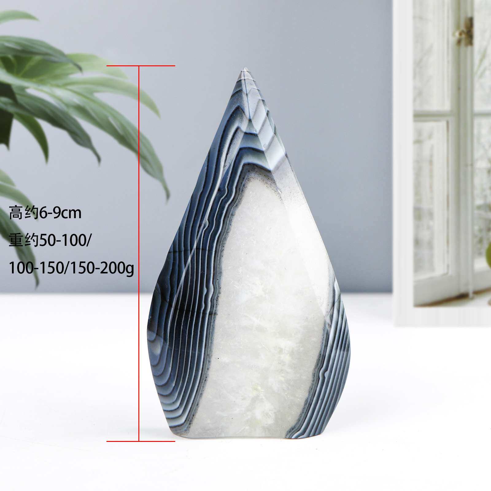 跨境工厂 天然水晶工艺品原石矿石手工打磨灰缠丝玛瑙摆件