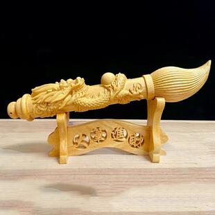 黄金檀木大笔进财文昌盘龙笔摆件 金榜题名毛笔文玩手把玩件考生