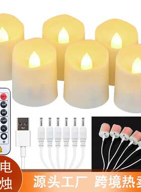 led电子蜡烛万圣节充电茶灯家居餐厅装饰定时遥控茶蜡工厂