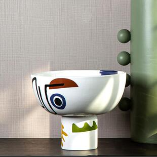 大千新彩色陶瓷人脸花瓶 创意可爱趣味现代家居花器果盘 装饰摆件