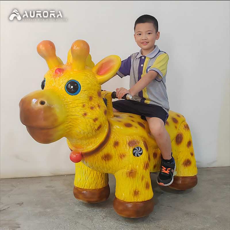 活动互动亲子老虎长颈鹿卡通动物跑跑车投币遥控带灯光变色音乐