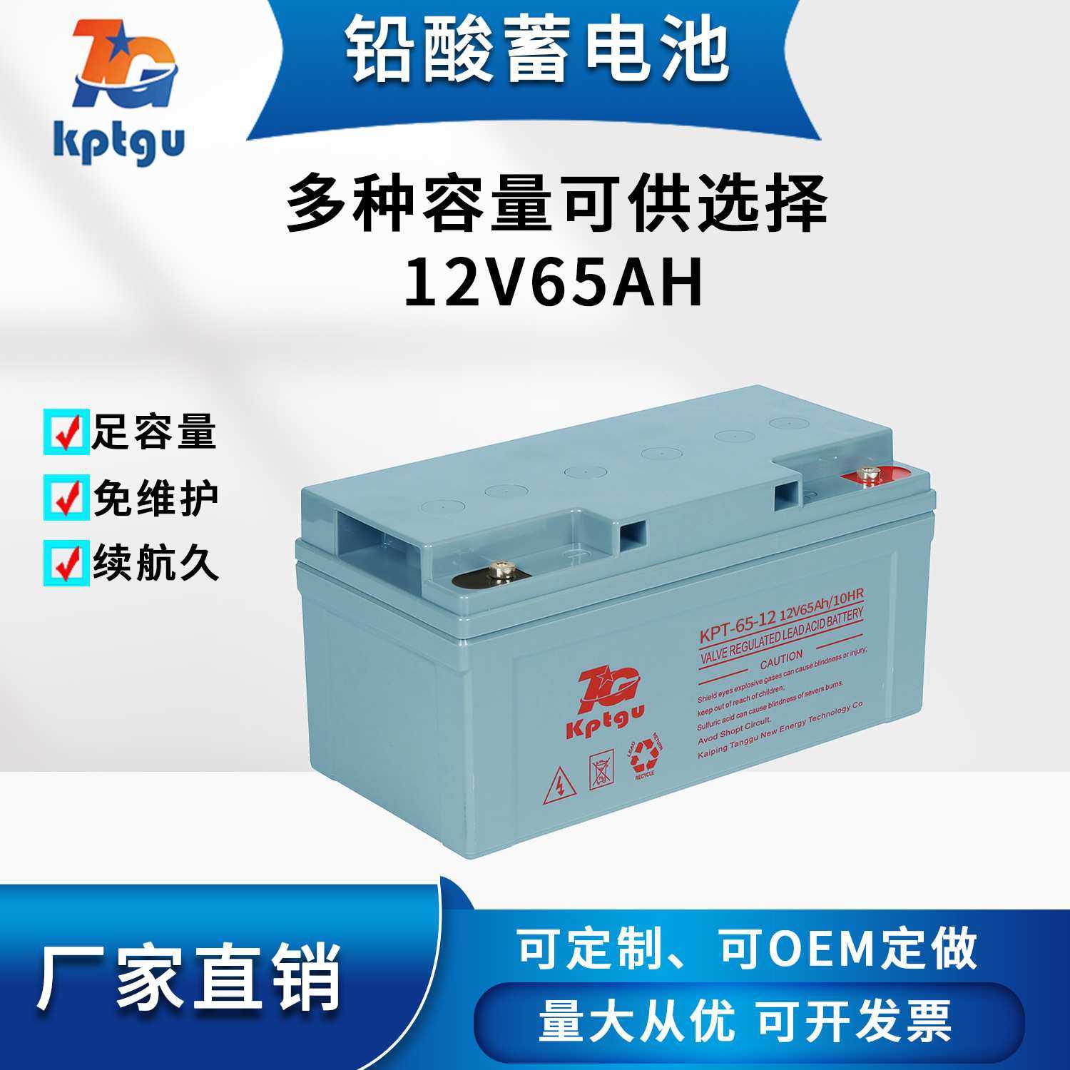 胶体深循环铅酸12V65AH后备应急电池充电备用储能储能专用