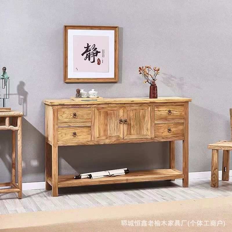 老榆木老木板餐边柜茶水柜实木收纳储物柜客厅玄关柜鞋柜