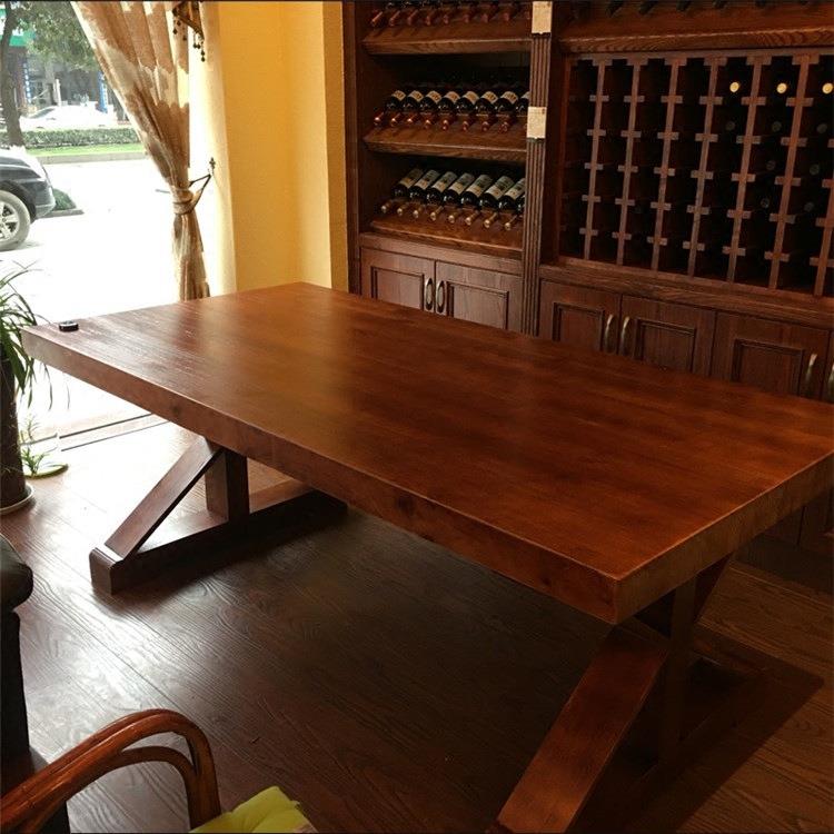美式复古餐厅实木餐桌 客厅简约家用餐桌椅组合咖啡厅饭店桌椅子