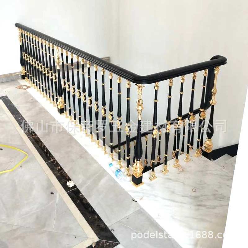 现代欧式铝合金室内楼梯扶手简约风格栏杆铝艺护栏 立柱配件