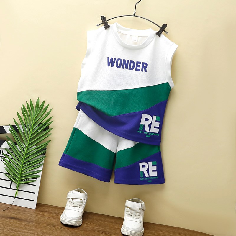 男童夏装背心套装2025新款儿童无袖宝宝衣服男孩酷帅气网红炸街潮