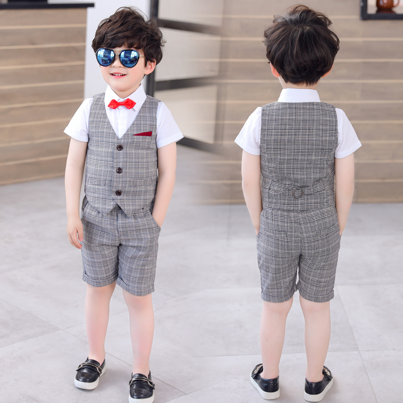 童装新款夏季男童短袖西服套装中小宝宝小西服儿童六一表演礼服潮
